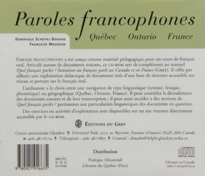 Quel fran�ais parler & Paroles francoph. [Paperback] Mougeon, Fran�oise