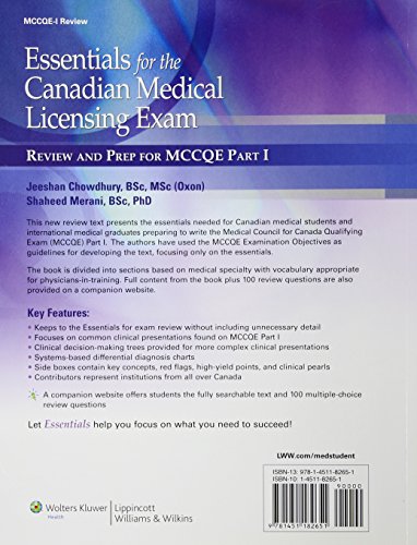 Essentials For The Canadian Medical Licensing Exam Review And Prep For Mccqe Part I