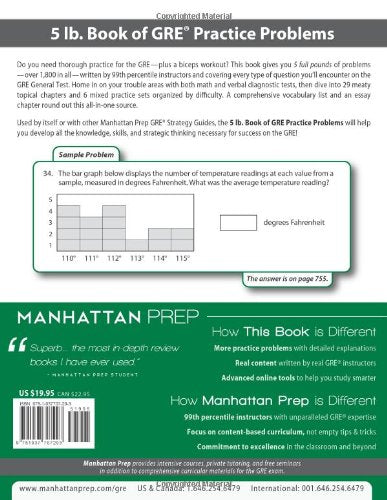 5 Lb. Book of GRE Practice Problems: Strategy Guide, Includes Online Bonus Questions [paperback] Manhattan Prep, - [Feb 05, 2013]