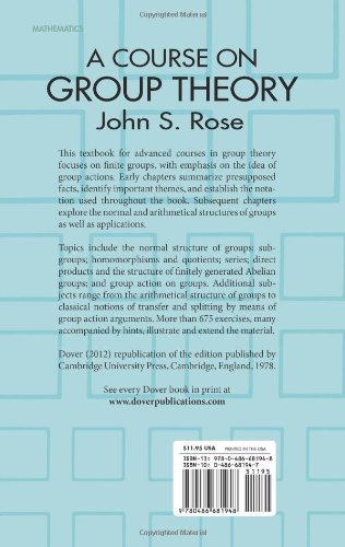 A Course on Group Theory (Dover Books on Mathematics) [Paperback] John S. Rose