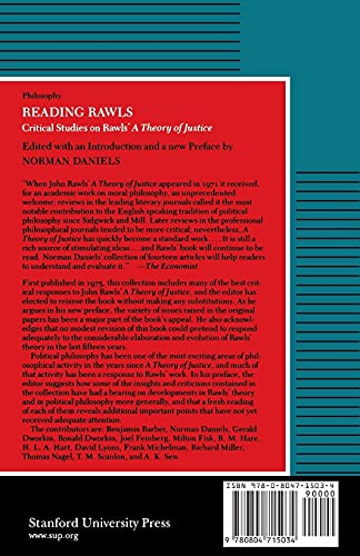 Reading Rawls: Critical Studies on Rawls' 'A Theory of Justice' [Paperback] Daniels, Norman