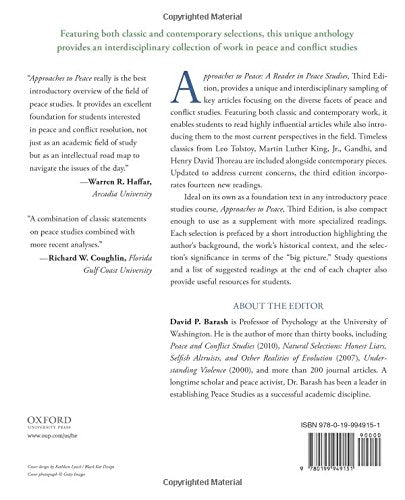 Approaches to Peace: A Reader in Peace Studies Barash, David P.