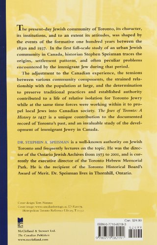 The Jews Of Toronto A History To