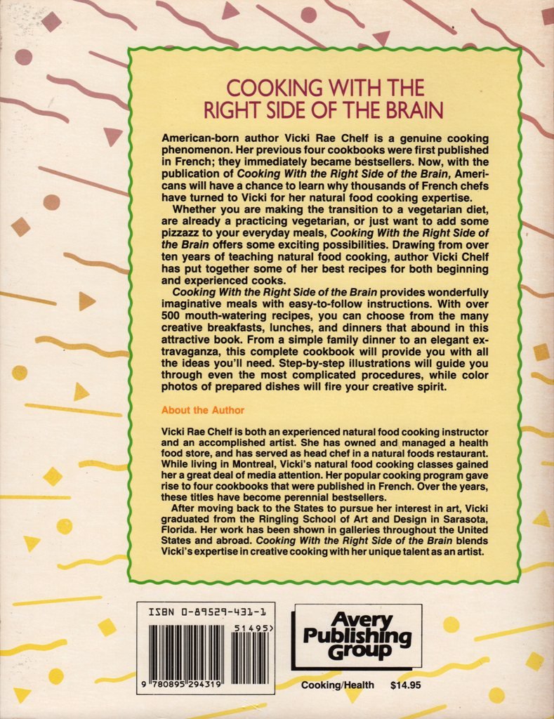 Cooking With The Right Side Of The Brain Creative Vegetarian Cooking