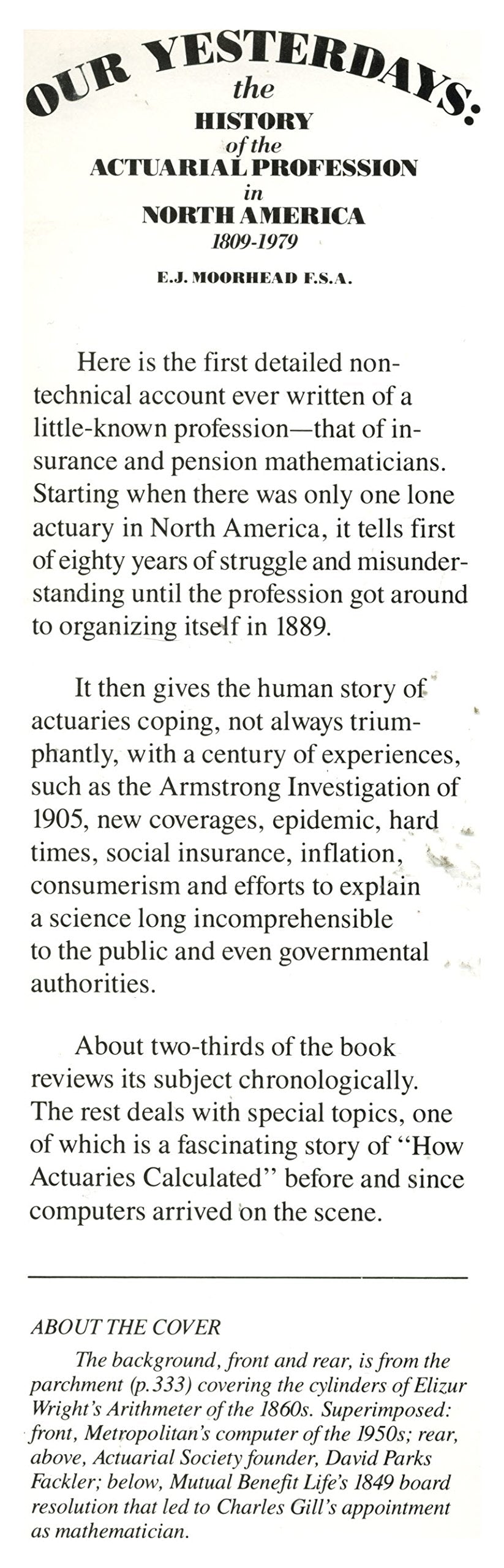 Our Yesterdays The History Of The Actuarial Profession In North America