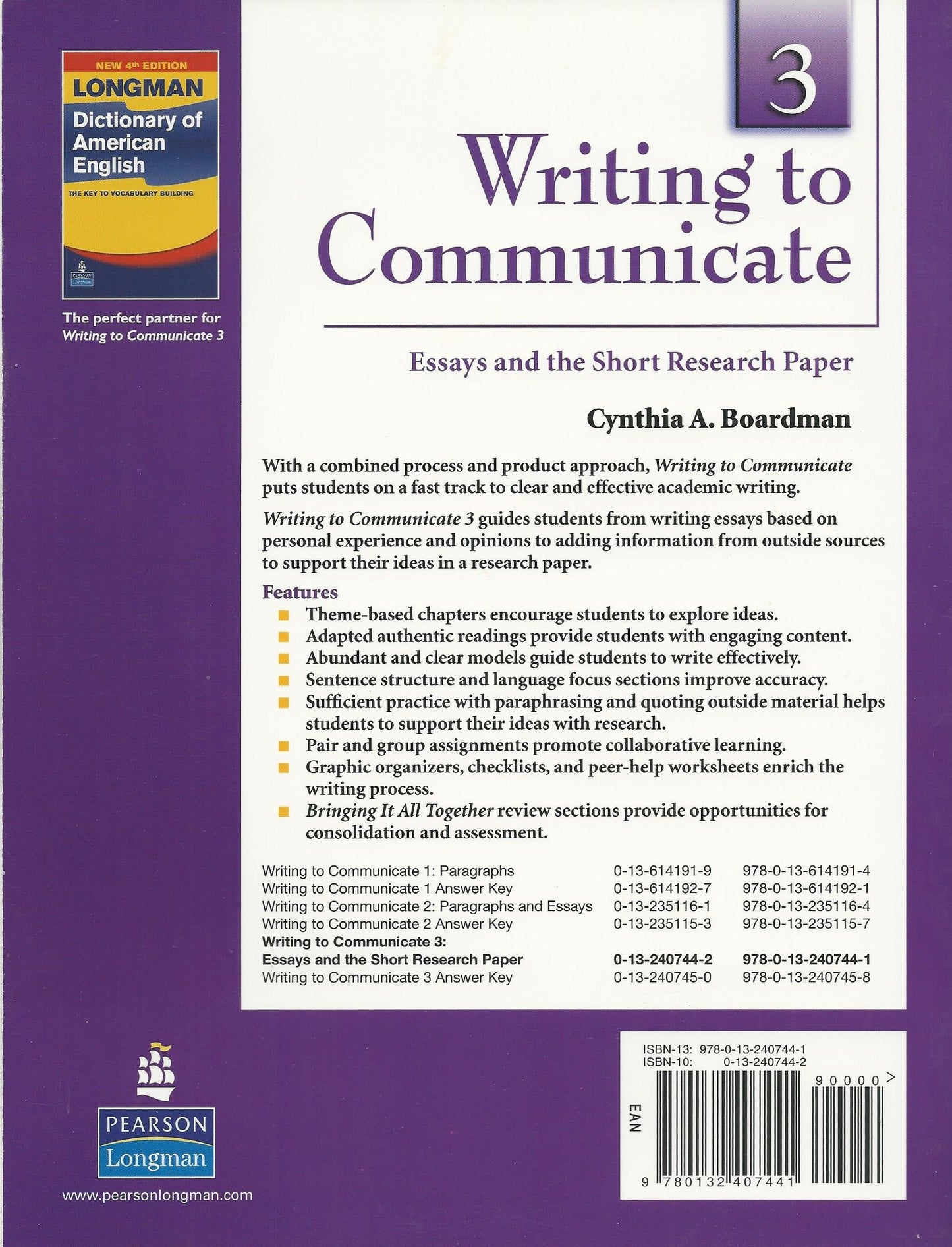 Writing to Communicate 3: Essays and the Short Research Paper [Paperback] BOARDMAN, CYNTHIA